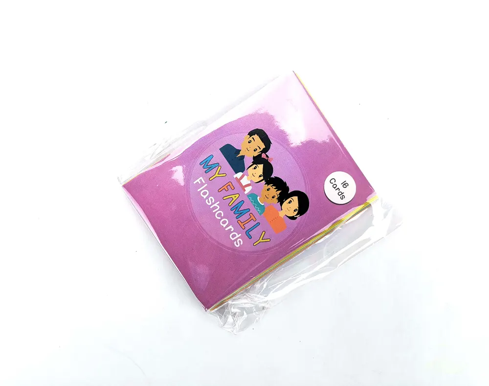 Custom educational flash card deck in clear packaging