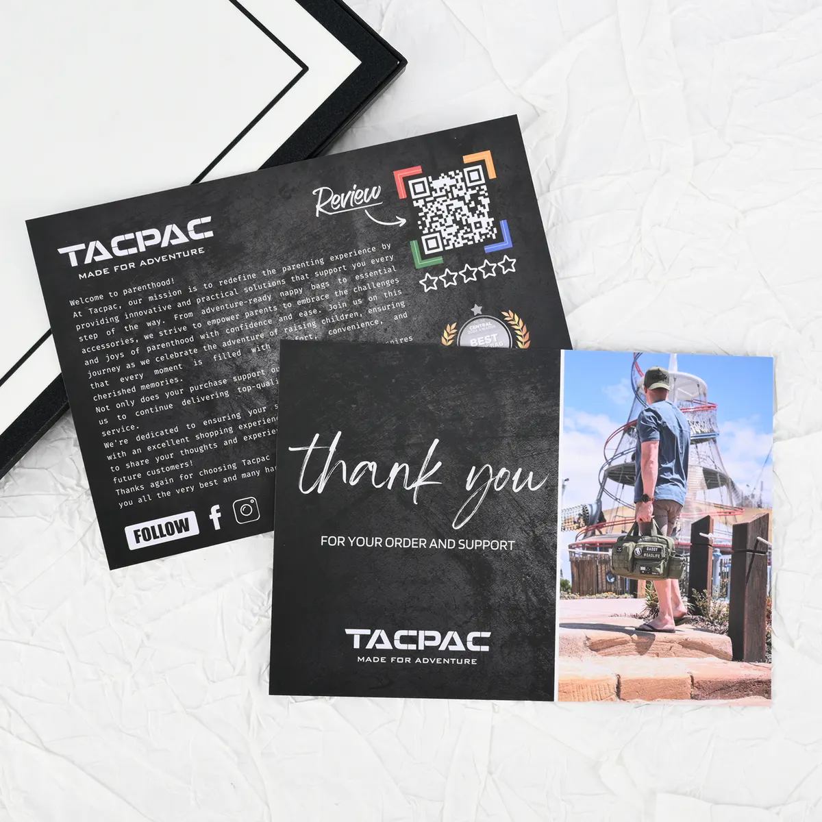 Custom thank you insert card with QR review request